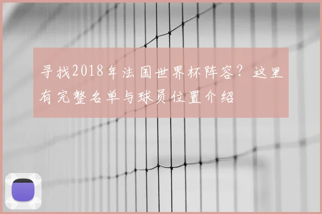 寻找2018年法国世界杯阵容？这里有完整名单与球员位置介绍